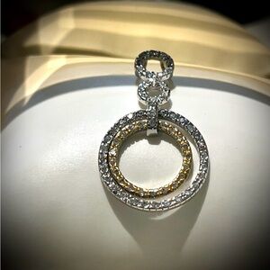 Gold and Silver Cubic Zerconia Circle Pendant for Necklace